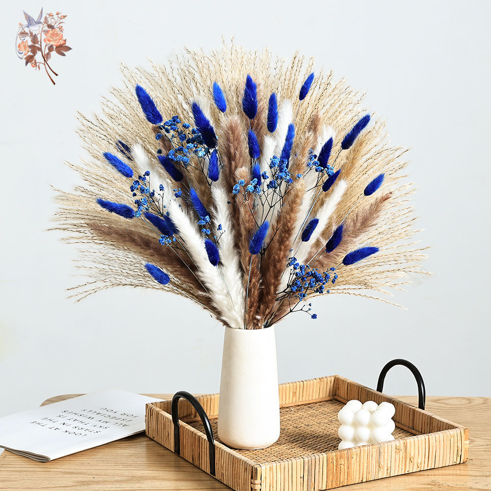 Dried Flower Bunch - Cola de conejo esponjosa azul de