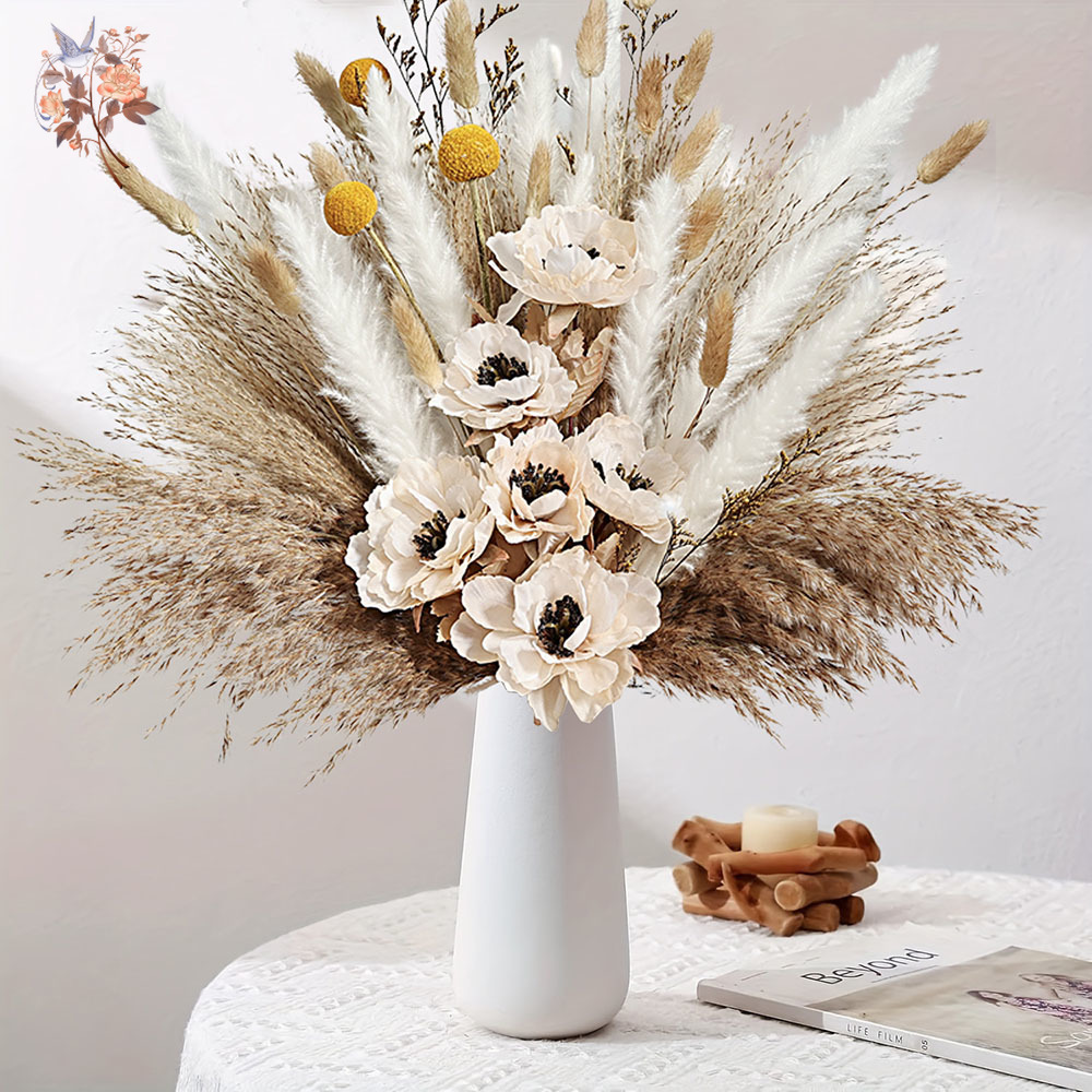 Dried Flower Bunch - Ramo de flores artificiales esponjosas, mezcla